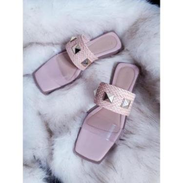 Imagem de Rasteiras Tiras Transparente Feminina Luxo Tendencia Moda-Feminino