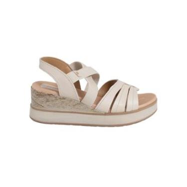 Imagem de Sandália Pegada Couro Salto Anabela Feminino Calce Fácil-Feminino