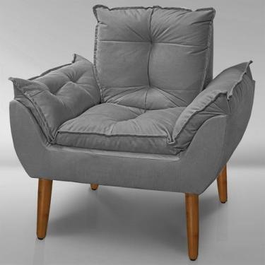 Imagem de Poltrona Opala Com Fibra Siliconada Suede Cinza Chumbo-PANDORA DECOR -