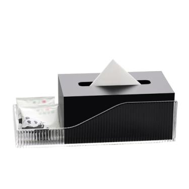 Imagem de Porta-lenços de papel criativo para sala de estar dispensador facial de guardanapo facial restaurante multifuncional caixa de lenços de papel de acrílico capa de caixa de lenços faciais (preto)