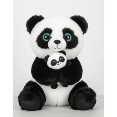 Imagem de Pelúcia Mãe E Filhote Antialérgica Presente Infantil Fofinho Panda Com