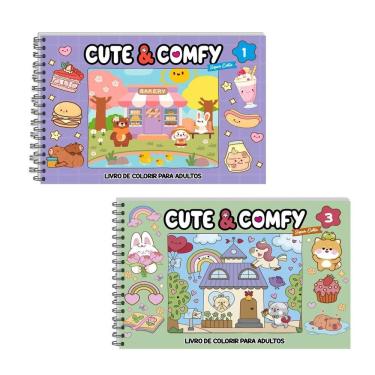 Imagem de Kit 2 Livro De Colorir Cute & Comfy 01 Lilás E 03 Verde
