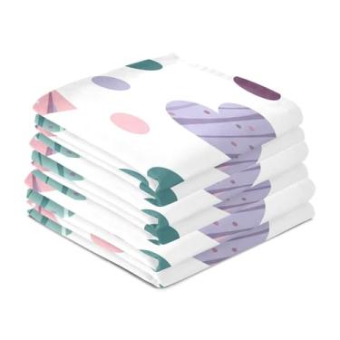 Imagem de Wassud Panos de prato de cozinha listrados corações pontos pacote com 6 panos de prato macios com laço para pendurar toalha de mão super absorvente de secagem rápida toalhas de chá de mesa decorativas