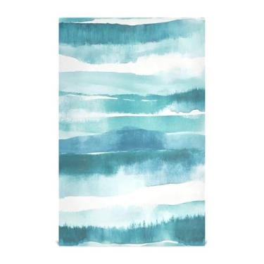 Imagem de xigua Conjunto de 1 panos de prato de cozinha com listras de aquarela verdes, macias e altamente absorventes de secagem rápida para limpeza de pratos e limpeza à mão, 71 x 45 cm