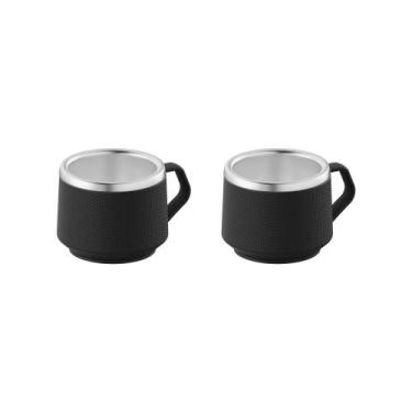 Imagem de Conjunto de Xícaras para Café Tramontina Empilháveis em Aço Inox Preto