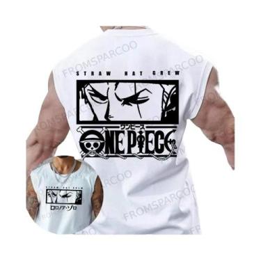 Imagem de Camiseta Regata Masculina De Algodão One Piece Anime Luffy Zoro, Caime