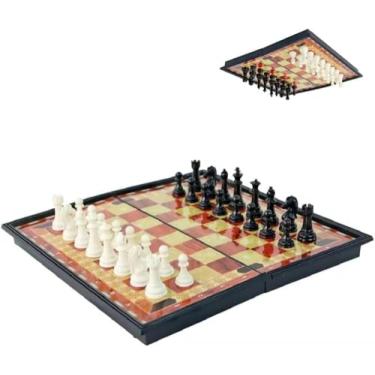 Imagem de Jogo de Xadrez Magnético com Tabuleiro Dobrável, 32 Peças, Portátil, Estimula Inteligência Estratégica