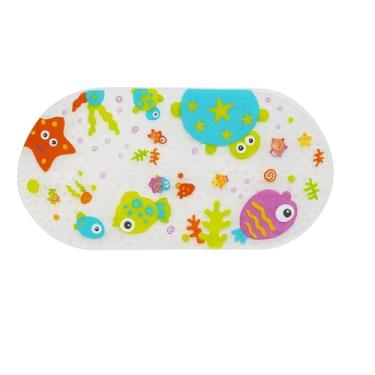 Imagem de Tapete Infantil p/Banheiro, PVC c/Ventosas, Antiderrapante. Tapete p/Box ou Banheira. Temas Divertidos p/Crianças (Peixes)