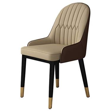 Imagem de Conjunto de 2 cadeiras de jantar modernas - Cadeira lateral de couro sintético de camurça fosca com pernas de metal à prova d'água, combinação de cores branca e cinza