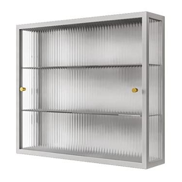 Imagem de Armário de remédios de banheiro montado na parede, organizador de armazenamento de prateleiras flutuantes - Armário deslizante de cosméticos sem perfuração sobre a prateleira flutuante do vaso