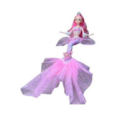 Imagem de Boneca Sereia De 45cm Com Olhos Azuis, Vestido De Princesa, Brinquedo 