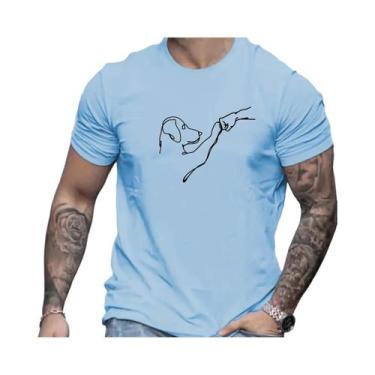 Imagem de Camiseta Masculina Slim Fit De Verão 100% Algodão Com Estampa De Desen