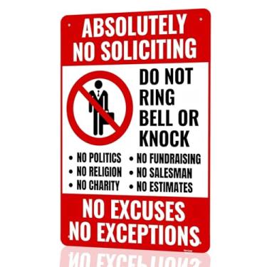 Imagem de Placa sem solicitação para casa 11,8 x 7,8 polegadas Alumínio Não Bata ou Anel Campainha Metal Grosso À Prova de Intempéries Porta Frontal Sinais de Quintal