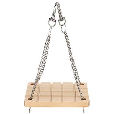 Imagem de SALALIS Brinquedo Molar de Cama de Balanço de Hamster de Madeira para Exercícios e Descanso, Rede Suspensa Não Tóxica, Design Antiderrapante para Gaiola de Animais de Estimação Pequena Com Ganchos,
