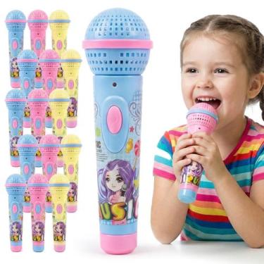 Imagem de Kit 24 Brinquedo Microfone Musical Infantil Com Som Música Atacado Lem