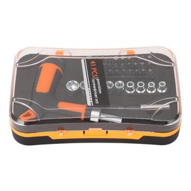 Imagem de Conjunto completo de chaves de fenda e soquete de catraca com alça TPR para casa, garagem, escritório, dormitório, 41 peças