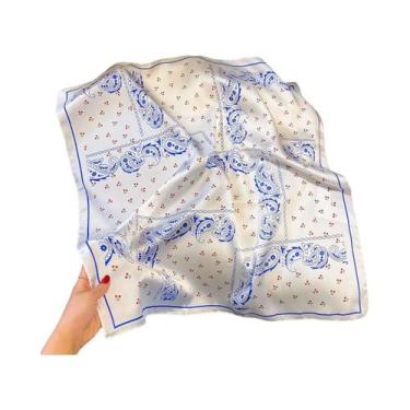 Imagem de Lenço De Seda Feminino 70x70cm Com Estampa Paisley, Xale Quadrado De L