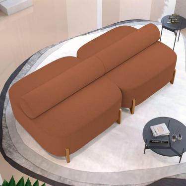 Imagem de Kit 02 Sofás Ilha Orgânico Living Closet Evo 125cm 02 Lugares Bouclê Terracota - Desk Design Terracota