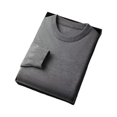 Imagem de Suéter Masculino Vintage De Gola Redonda, Manga Longa, Leve, Em Cor Só