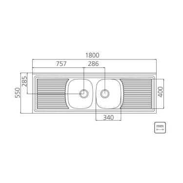 Imagem de Pia De Apoio Tramontina Ribon 2c 34 Em Aço Inox 180x55 Cm