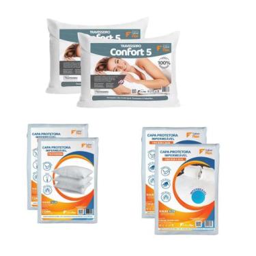 Imagem de Kit Casal Econômico 3 Trav. Macios e 3 Capas Protetoras - Faiber Flex