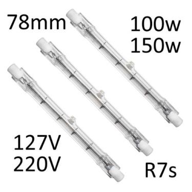 Imagem de kit 3 Lâmpadas Halógena Palito 100w 150w 78mm R7s 127V/220V Empalux, 1