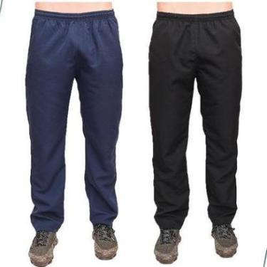 Imagem de Kit 2 Calças Masculina Tactel Elástico Cordão 3 Bolsos-Masculino