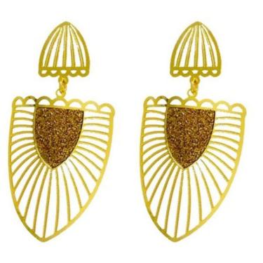 Imagem de Brinco Folheado a Ouro 18k GLamour Brazão com Brilho Dourado