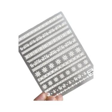 Imagem de Adesivos De Unha De Natal Com Floco De Neve Rosa, Decalques De Unha 5D