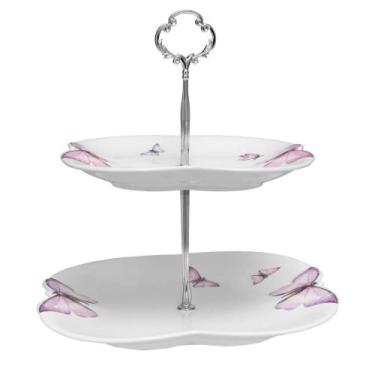 Imagem de Prato duplo Wolff Borboletas Porcelana Branco 25cm x 24cm