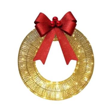 Imagem de Grande Guirlanda De Natal Artificial Com Luzes LED Claras Brancas Quen