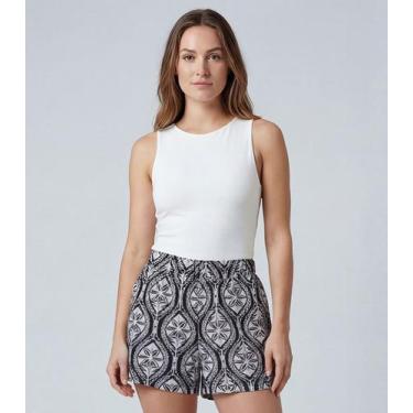 Imagem de Short Feminino Com Cós E Laço Infinita Cor Preto, M, Preto