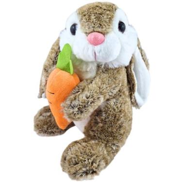 Imagem de Coelho de Pelúcia Realista Com Cenoura Coelhinho Páscoa - Nikity Toys,