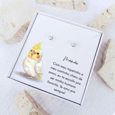 Imagem de Brinco ponto de luz de aço + Caixa Presente Mãe de Calopsita - Tws Ace
