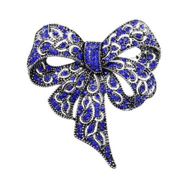 Imagem de Broche de arco cravejado de strass feminino, acessórios de roupas da m