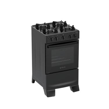 Imagem de Fogão 4 Bocas Atlas Mônaco Lustro Com Mesa De Aço Bivolt Preto