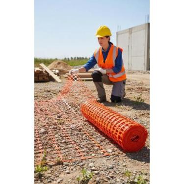 Imagem de Tela Tapume Laranja 1,20x50m Segurança Obras Isolamento - Congratulati
