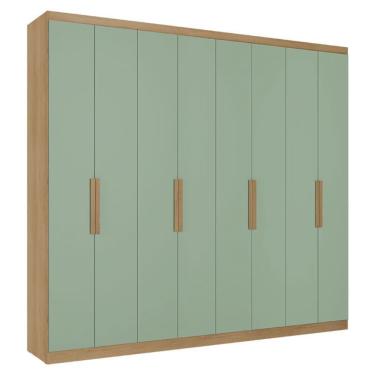 Imagem de Guarda Roupa Casal Milan 8 Portas Capuccino Menta Acetinado - THB
