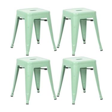 Imagem de Kit 4 Banquetas Laráz Iron Tolix baixa 45 cm - Verde Claro - Laraz