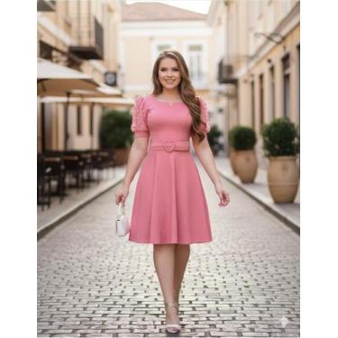 Imagem de Vestido Feminino Com Cinto Midi Rodado Evangélico Social Godê Prinçesa