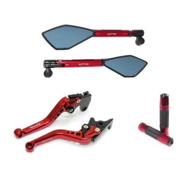 Imagem de Kit Esportivo Manopla Retrovisor Manete Factor 125 150 UBS Fazer 150 -