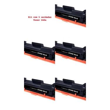 Imagem de Kit com 5 toners compatíveis CF248A 48A  15 M15 M15A M15W 28 M28 M28A 