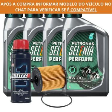 Imagem de Kit Troca de Óleo 4L Selenia 5W-30 + Filtro + Militec-1 - Petronas