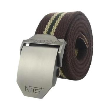 Imagem de Cinto De Lona Preto Para Homens Com Fivela De Metal De Luxo, Cinto Tát