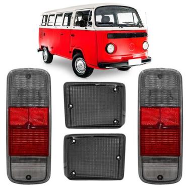 Imagem de Kit Lente Lanterna Traseira E Pisca Kombi 1976 à 2014 Fumê - Artmold