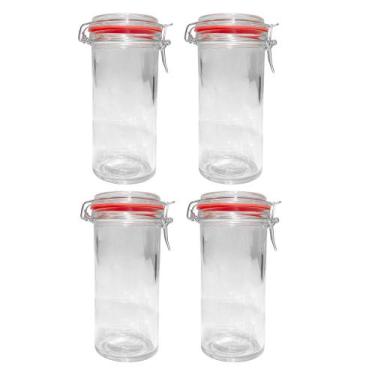 Imagem de Kit 4 Potes Hermético Vidro Trava Metal 1500ml Class Home