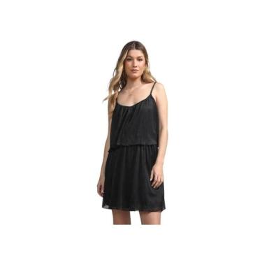 Imagem de Vestido feminino curto plissado glitter - enfim , G, Preto