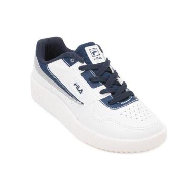 Imagem de Tênis Casual Fila B-M Arcade Infantil FL25, Branco, Marinho, 32