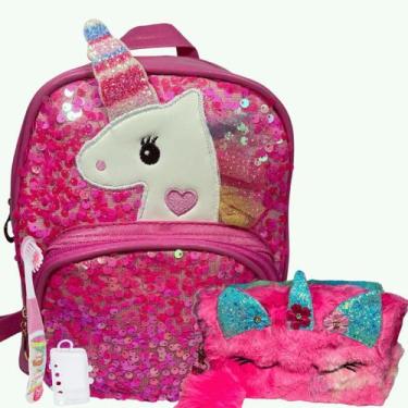 Imagem de Mochila Infantil Passeio Unicórnio Paetê com Nécessaire - Mormino, Ros