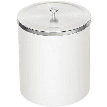 Imagem de Lixeira Plástica Útil Branca com Tampa em Aço Inox Tramontina Banheiro Cozinha Quarto
